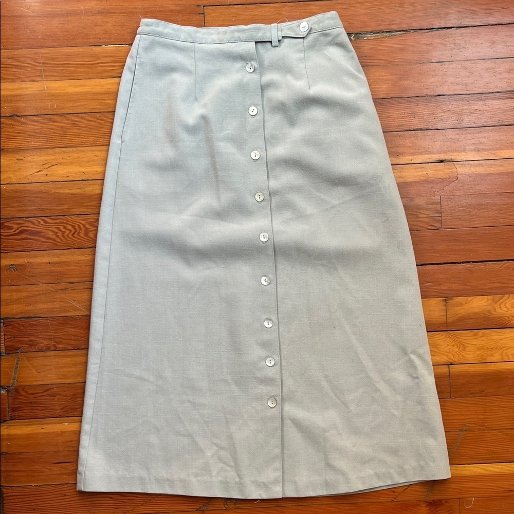 Vintage Sage Green Button-Down A-Line Skirt - Picture 8 of 8